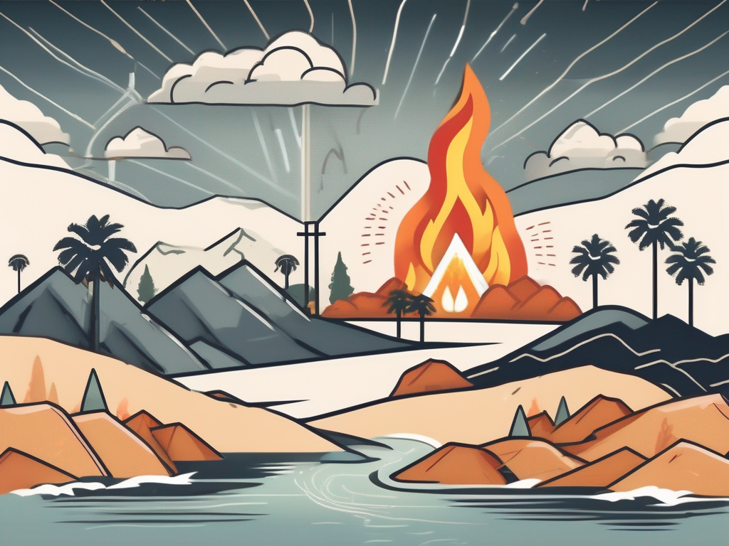A california landscape with symbolic elements like a protective shield and insurance policy