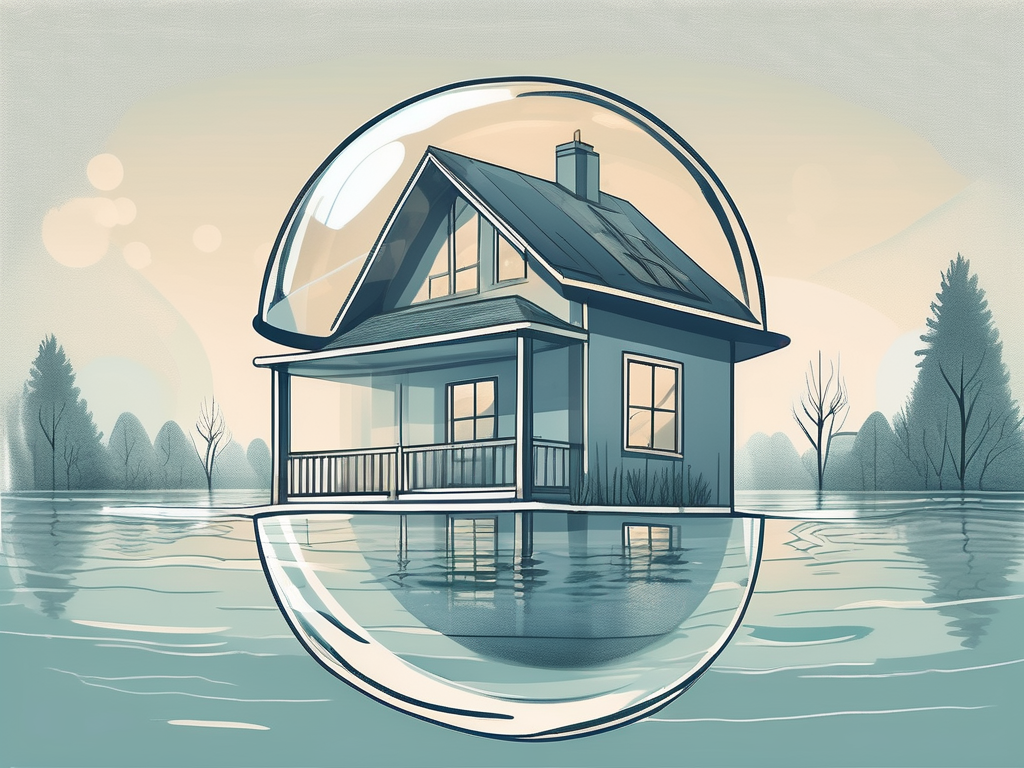 A house surrounded by rising water levels