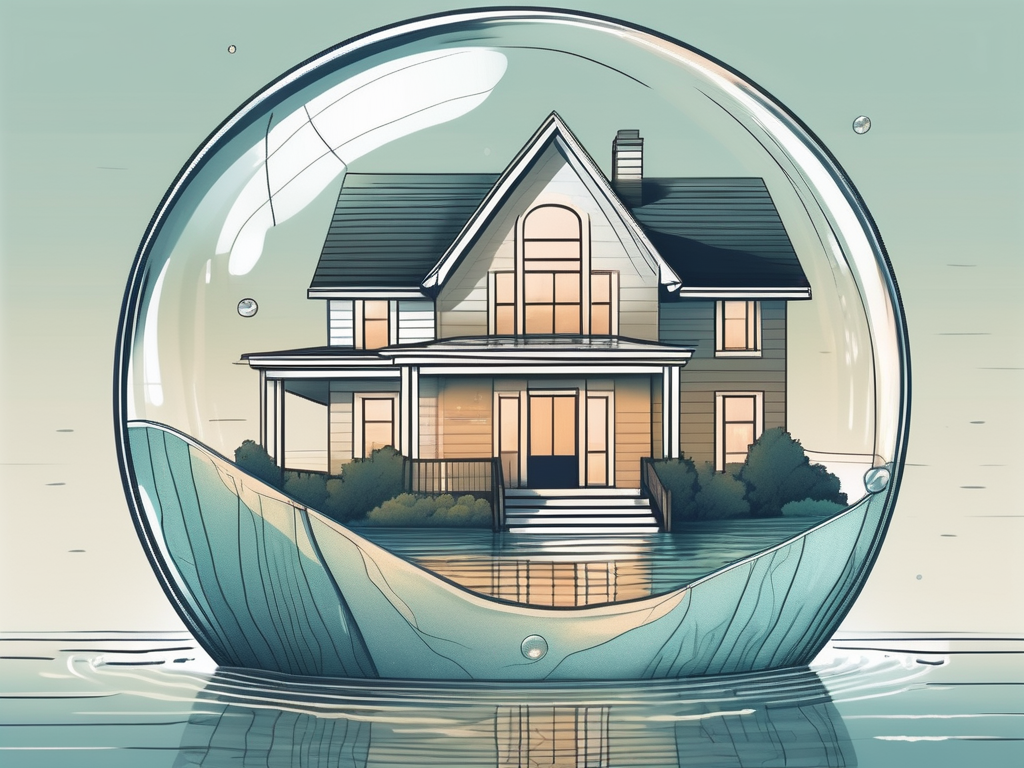 A house surrounded by rising water levels