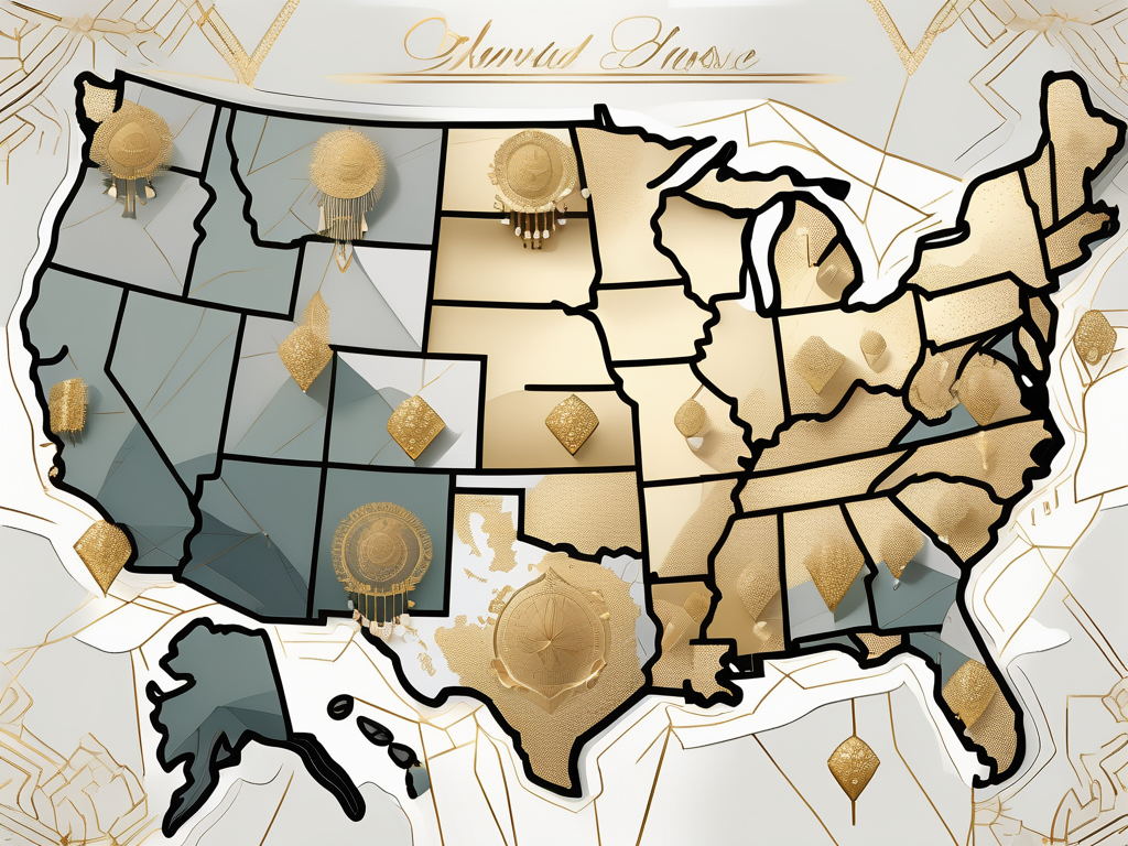 A map of the united states with ten houses
