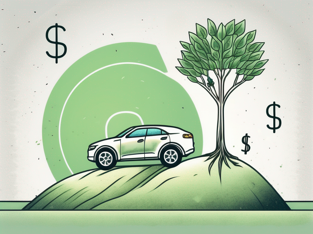 A car with a dollar sign symbol hovering above it