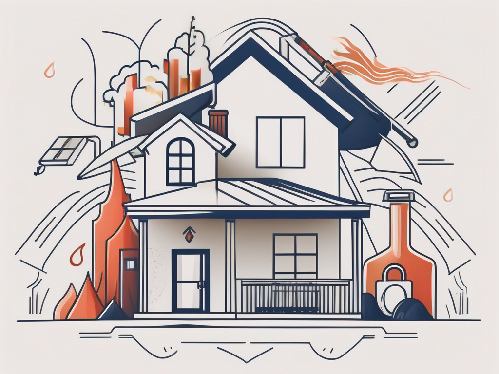 A house surrounded by different symbols of protection like a shield