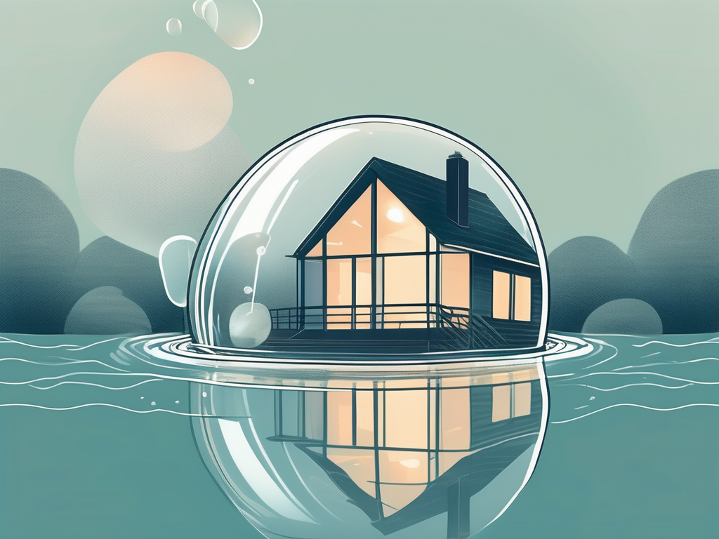 A house surrounded by water