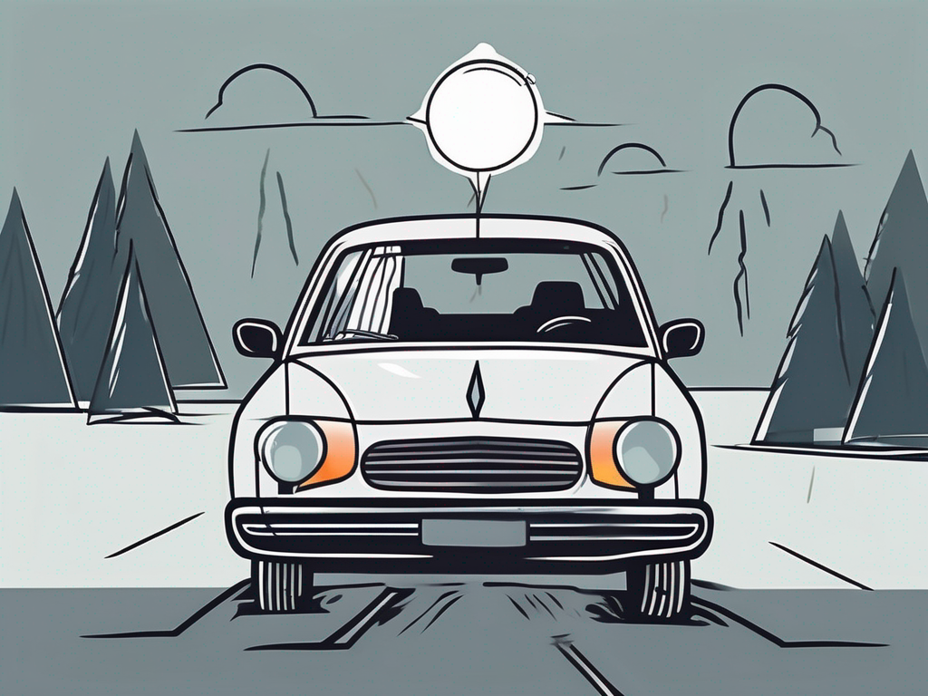 A car with a broken headlight and a flat tire