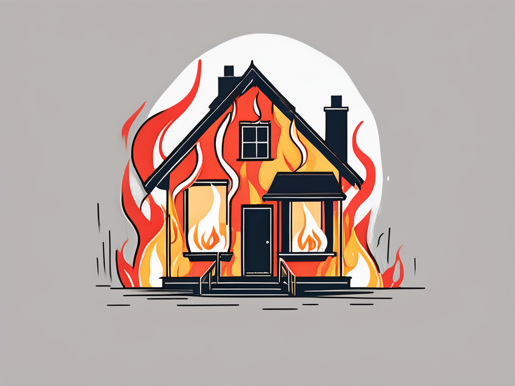A house surrounded by flames