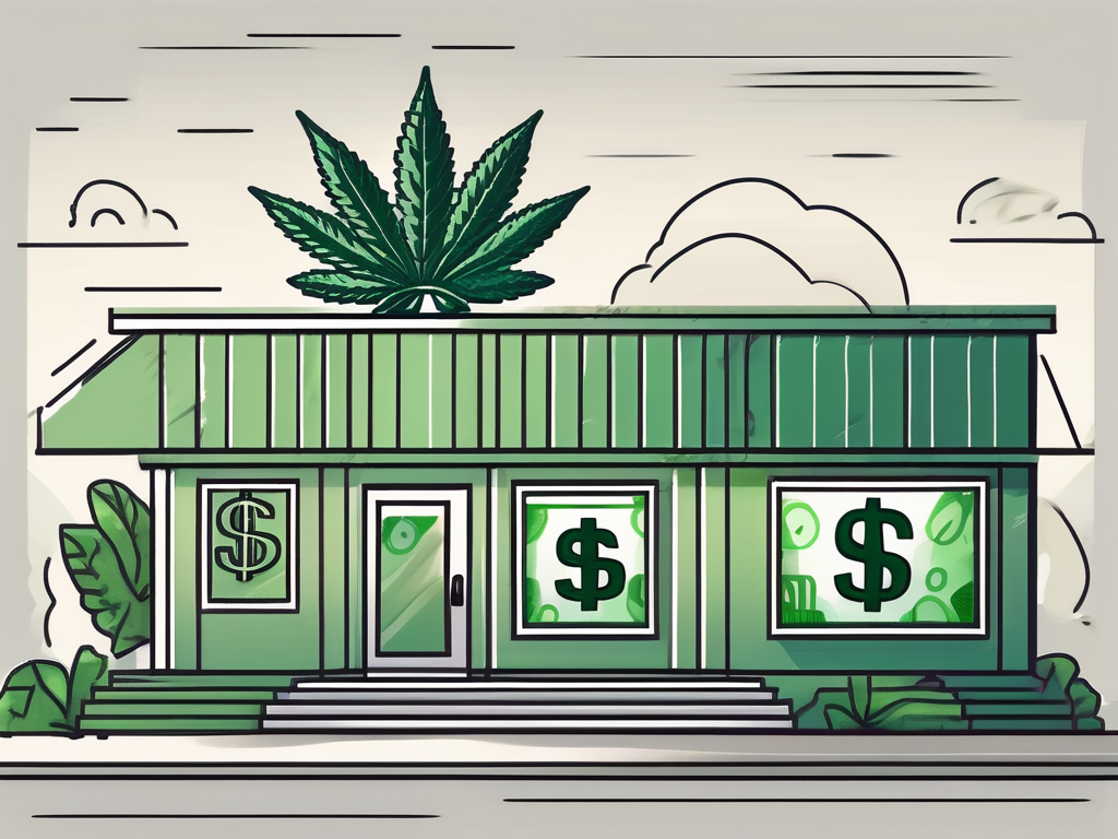 A marijuana dispensary building with a large
