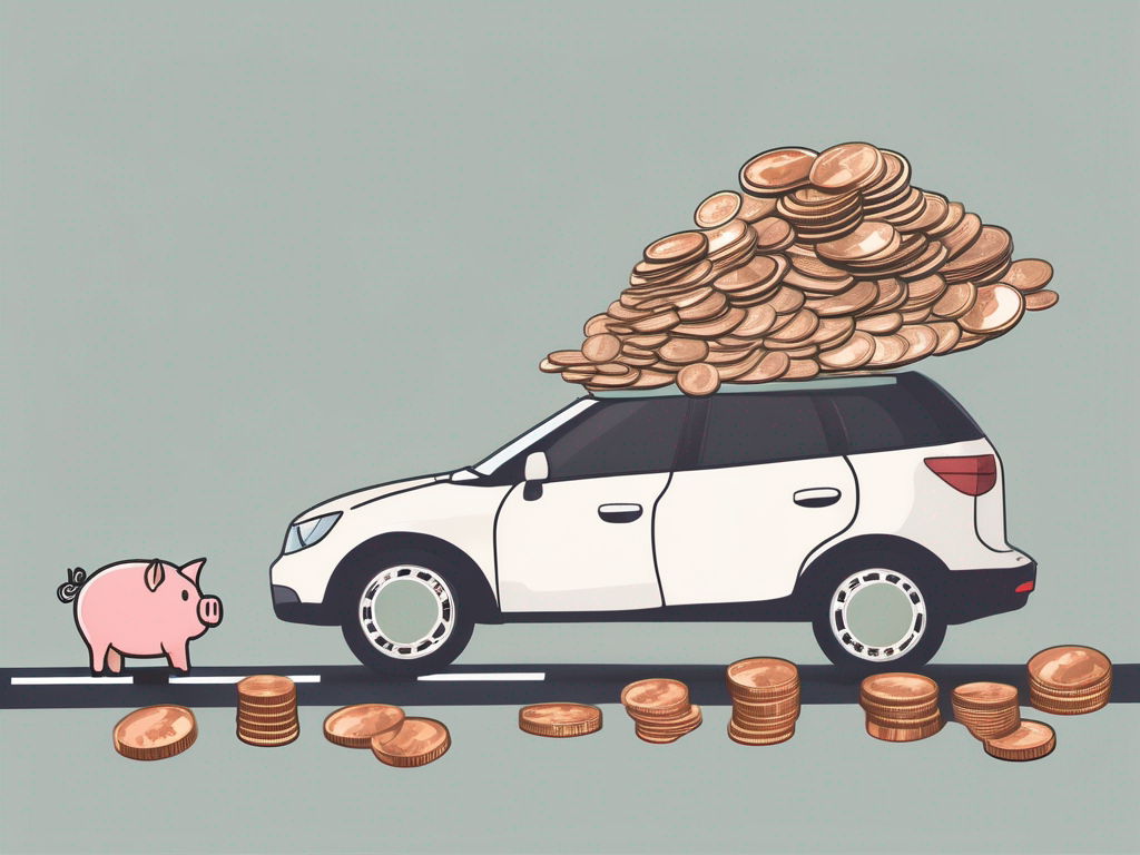 A car with a piggy bank on its roof