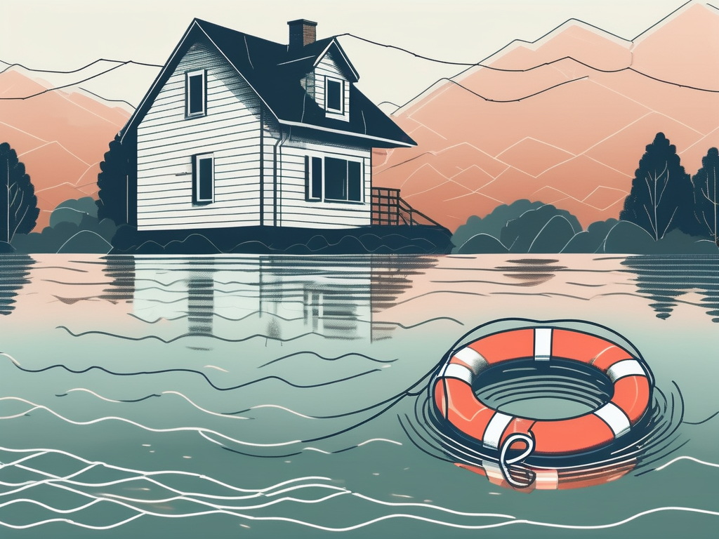 A house partially submerged in water