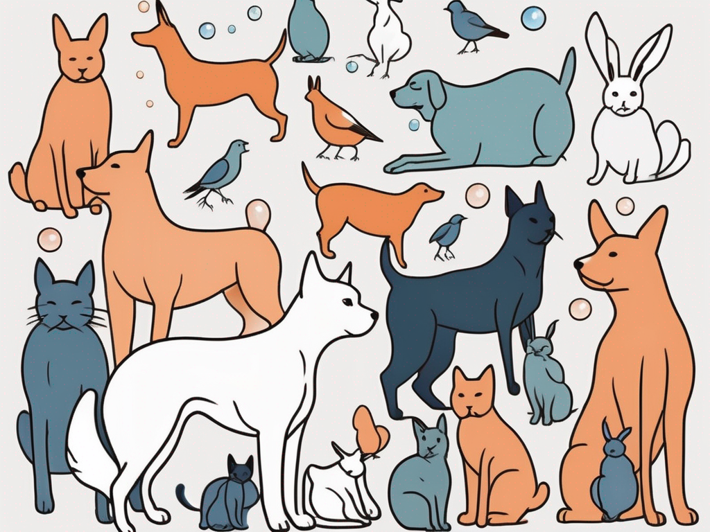 A variety of pets such as dogs